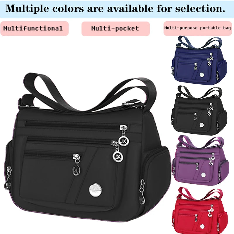 Bandolera de Nylon Multicompartimento con Correa Ajustable
