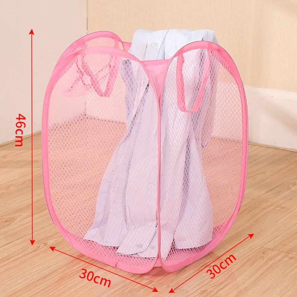 Canasto Plegable para Ropa Sucia con Funda de Malla