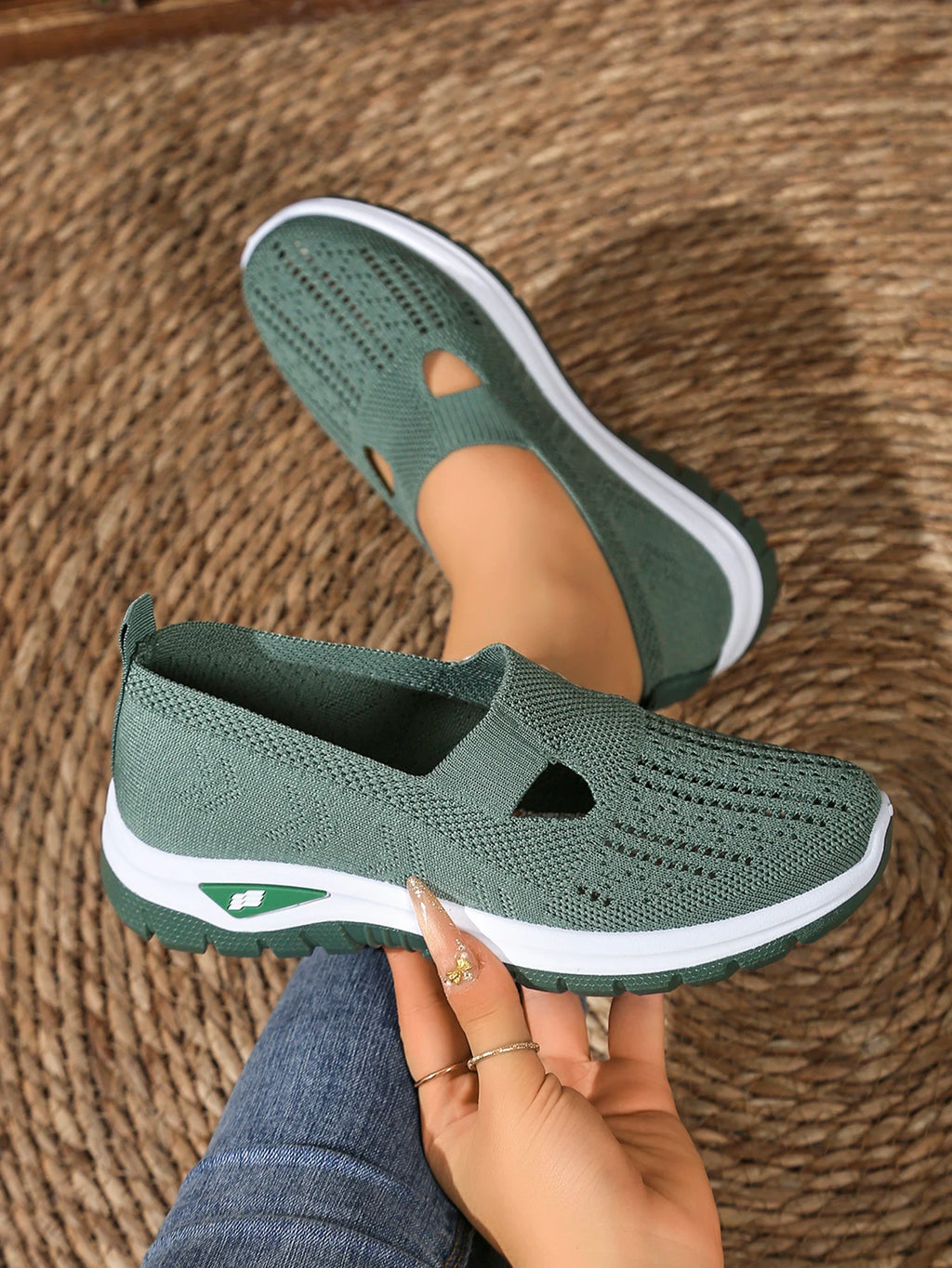 Zapatillas de Mujer Tejidas con Cierre Slip-On y Suela Antideslizante