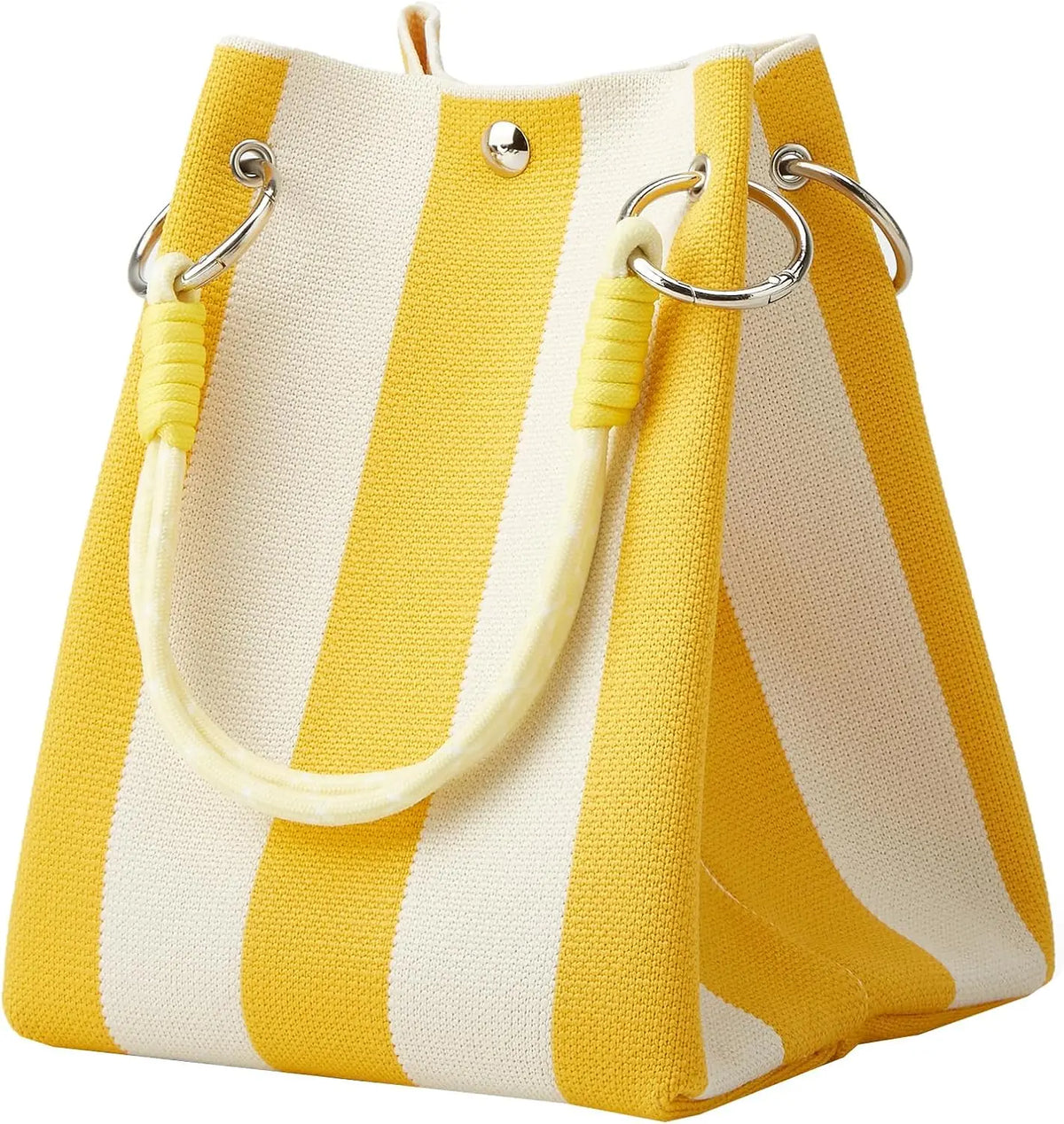 Cartera Tote Mini Tejida a Crochet Rayas Estilo Coreano