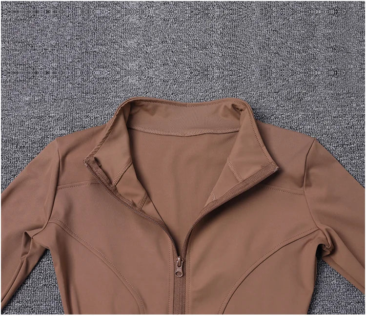 Campera deportiva de mujer para entrenamiento, manga larga con cierre