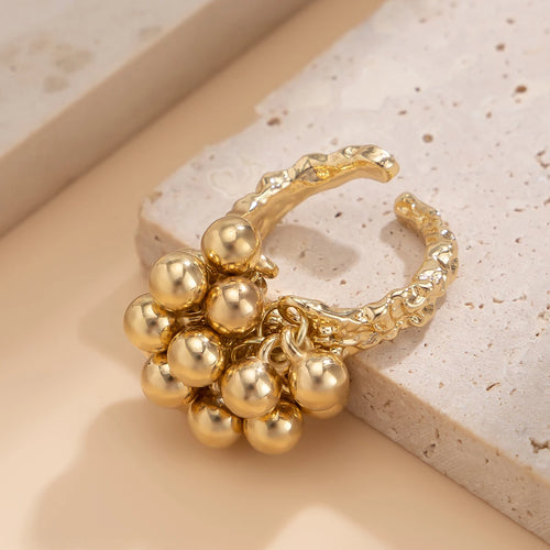 Anillo abierto unisex con esfera pequeña y diseño geométrico