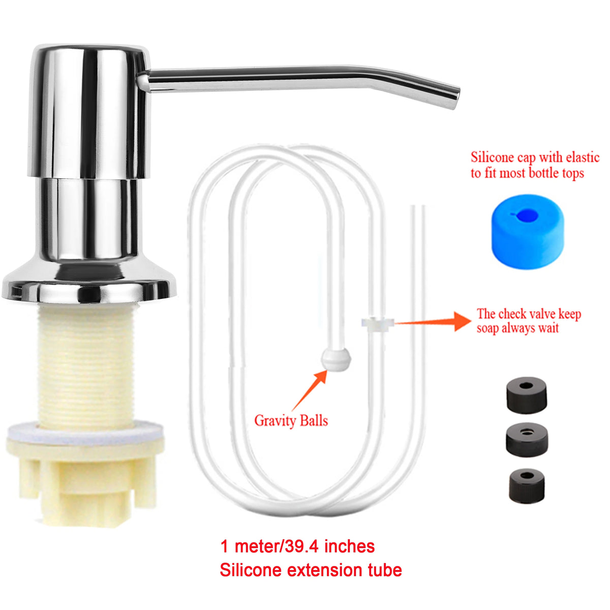 Dispenser de Jabón Líquido para Pileta de Cocina con Kit de Extensión