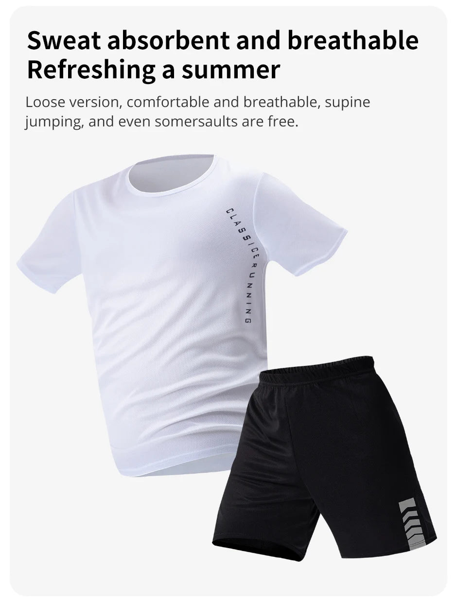 Conjunto deportivo de remera y short para hombre, secado rápido - talles grandes