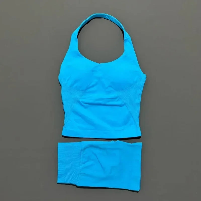 Conjunto Deportivo de 2 Piezas Top Halter y Short Modelador para Mujer
