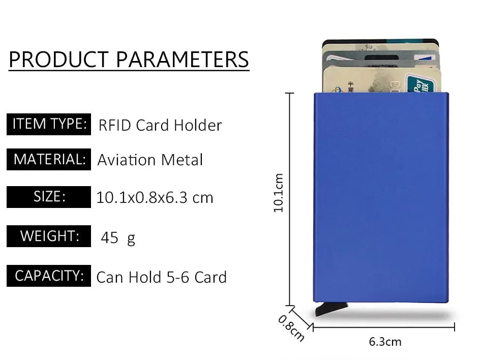 Tarjetero RFID de Metal Ultra Fino con Apertura Pop Up
