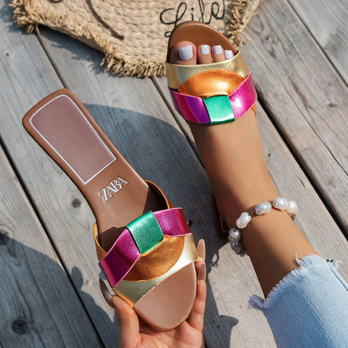 Sandalias Slide de Mujer Color Liso Verano