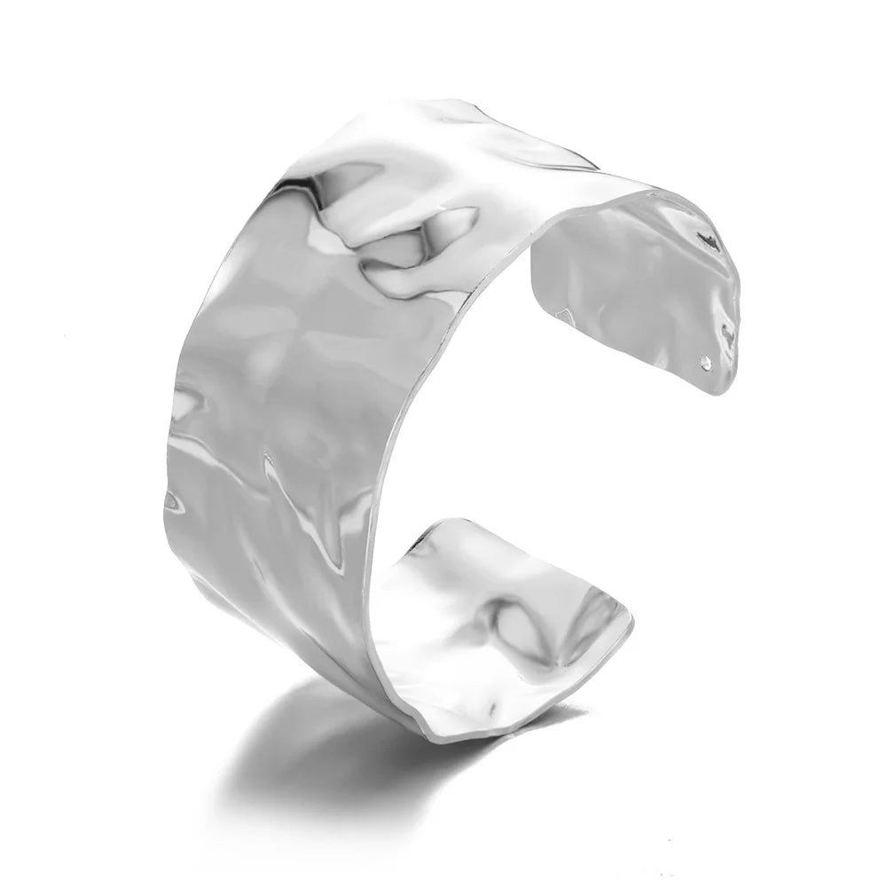 Pulsera Brazalete Abierta de Acero Inoxidable Dorado con Diseño Clásico