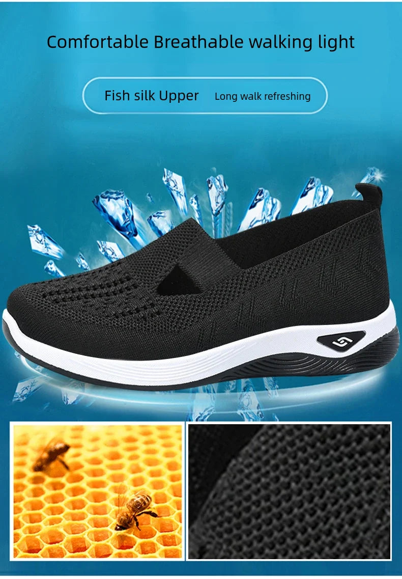 Zapatillas de mujer tejidas, livianas y transpirables
