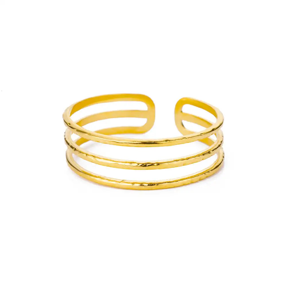 Pulsera Brazalete Abierta de Acero Inoxidable Dorado con Diseño Clásico