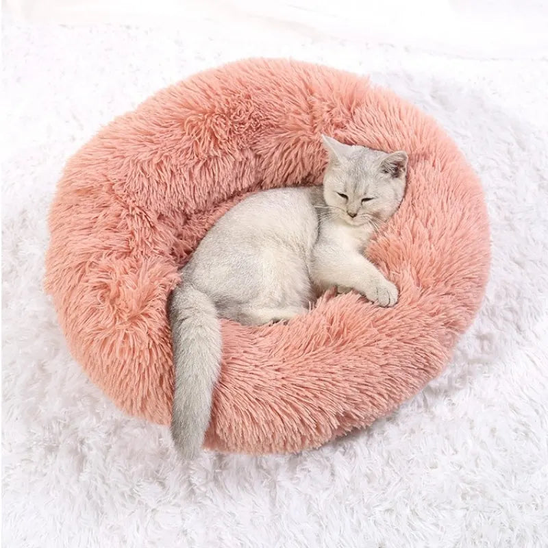 Cama Redonda de Peluche Suave para Perros y Gatos, 6 Tamaños