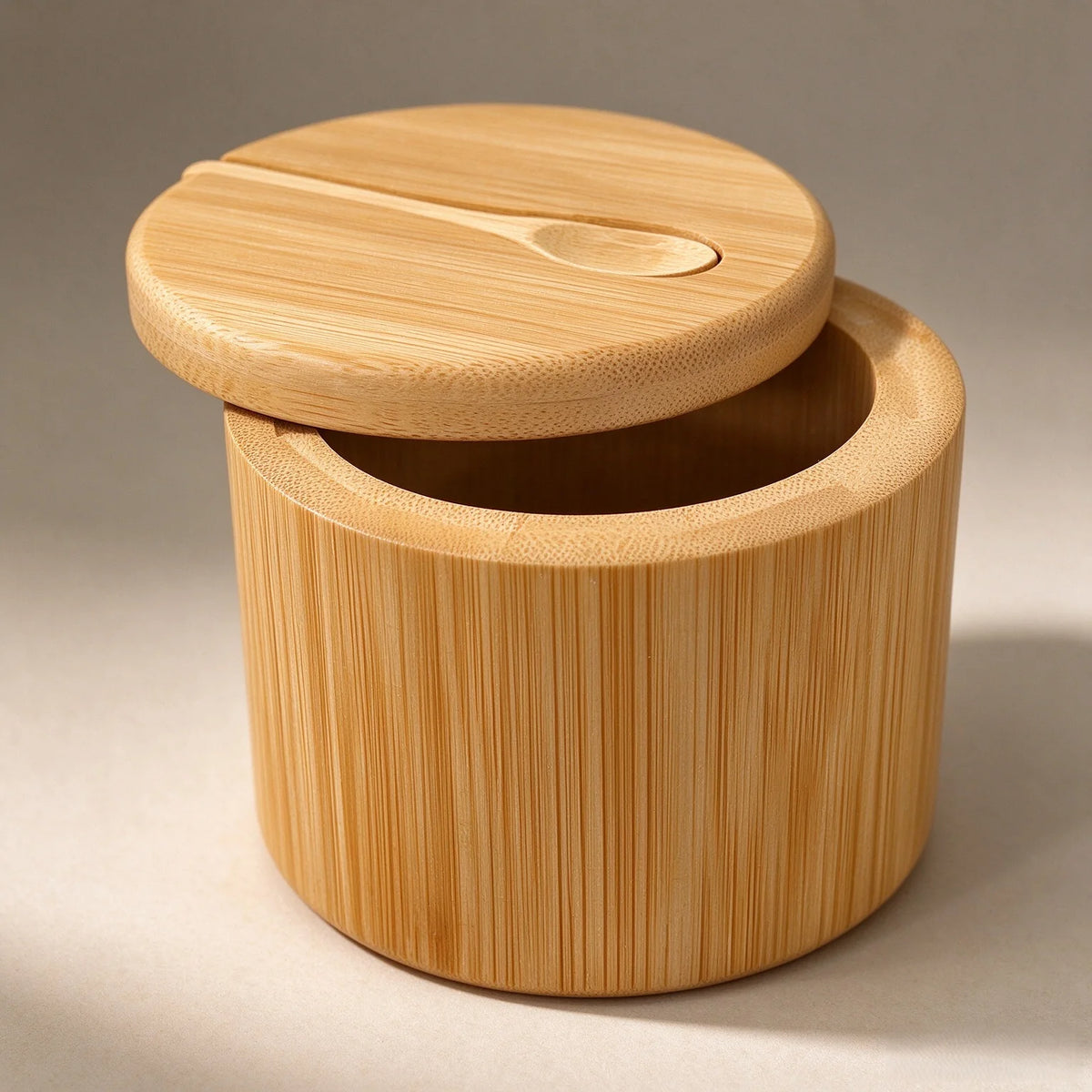 Frasco de Bambú para Especias con Cuchara Integrada y Tapa Giratoria