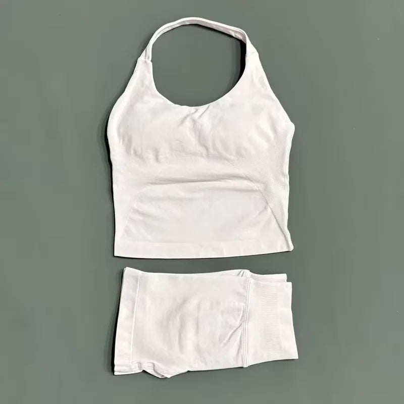 Conjunto Deportivo de 2 Piezas Top Halter y Short Modelador para Mujer