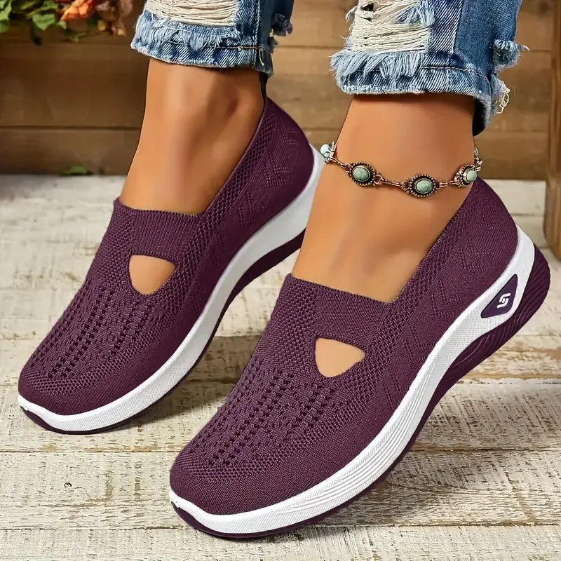 Zapatillas de mujer tejidas, livianas y transpirables