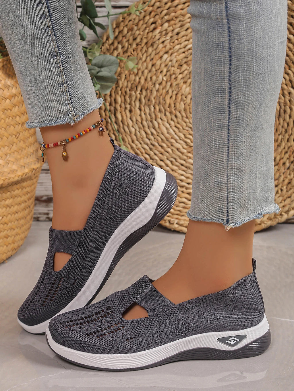 Zapatillas de mujer tejidas, livianas y transpirables
