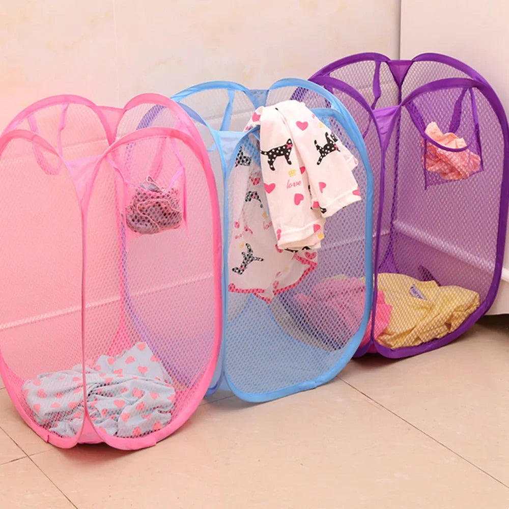 Canasto Plegable para Ropa Sucia con Funda de Malla