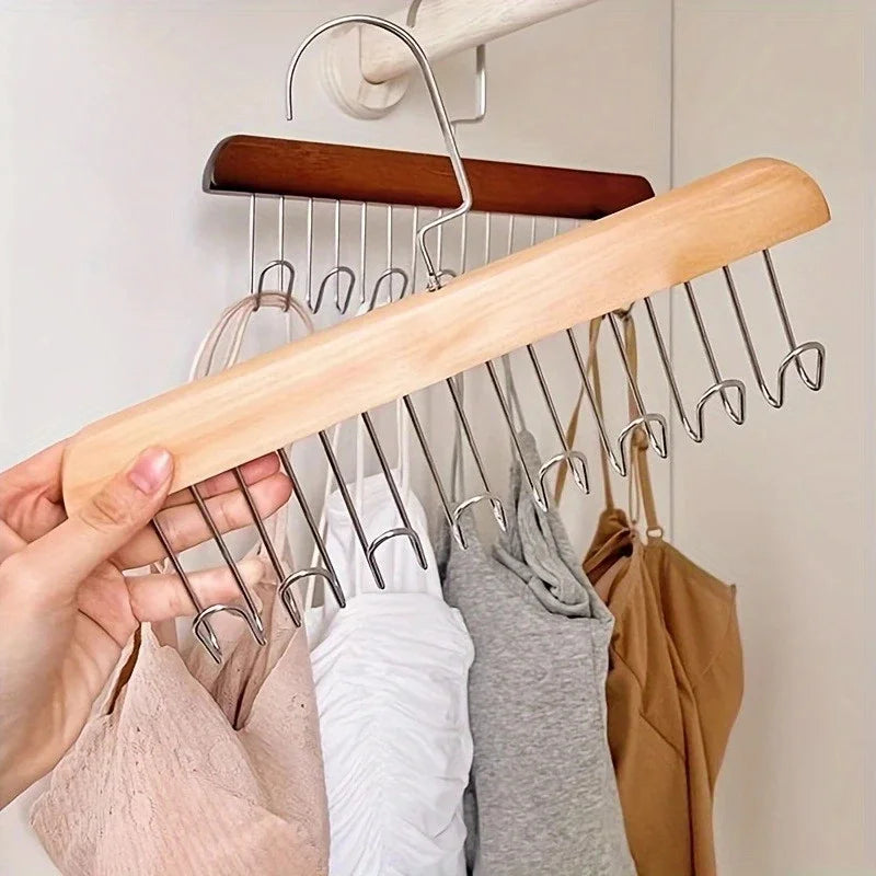 Percha múltiple de madera para lencería y prendas livianas