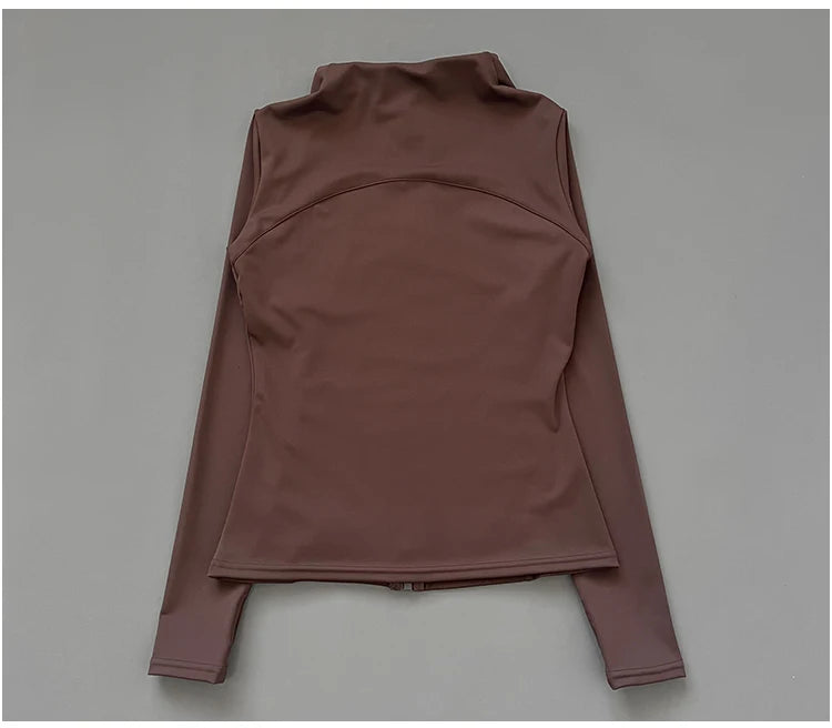 Campera Deportiva Mujer Cuello Alto Slim Fit Secado Rápido Manga Larga