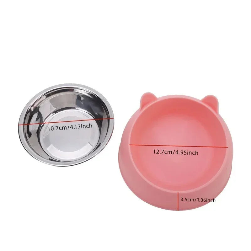 Comedero Doble Inclinado de Acero Inoxidable para Gatos y Perros Pequeños