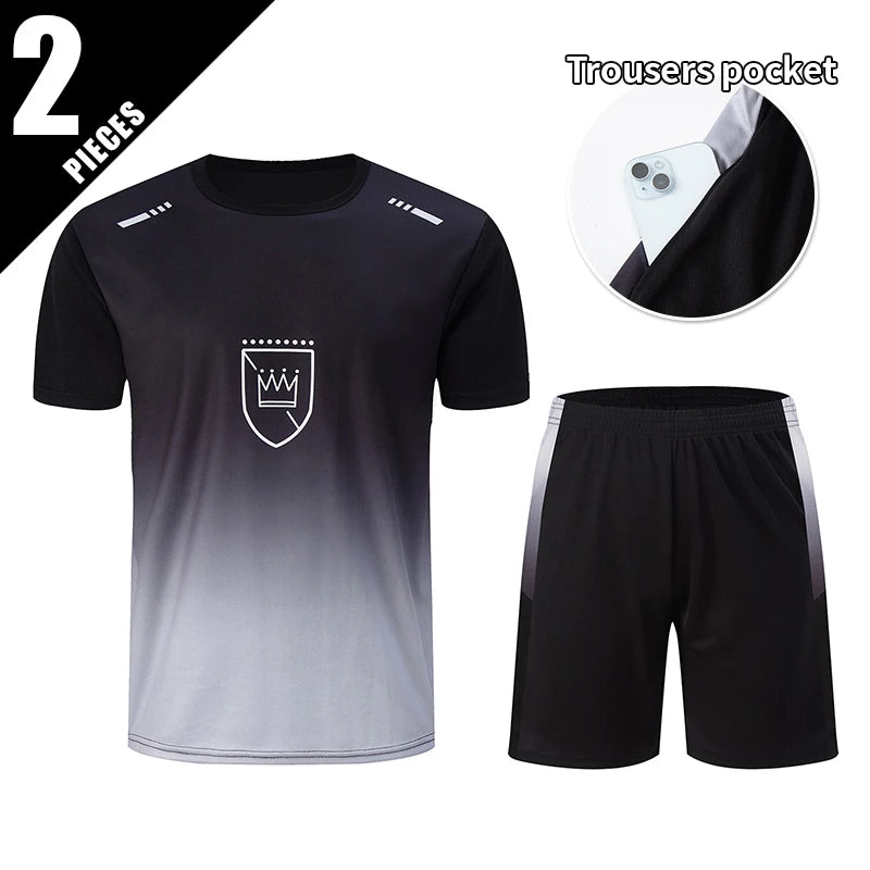 Conjunto deportivo de remera y short para hombre, secado rápido - talles grandes