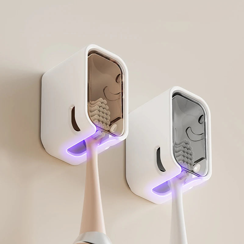 Portacepillos de Pared con Tapa Abatible Antipolvo