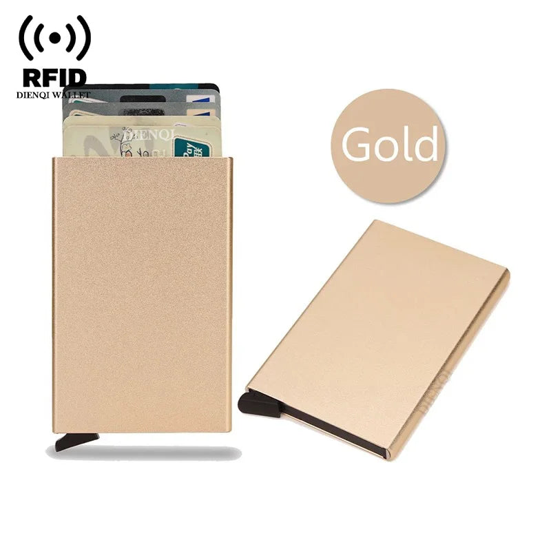 Tarjetero RFID de Metal Ultra Fino con Apertura Pop Up