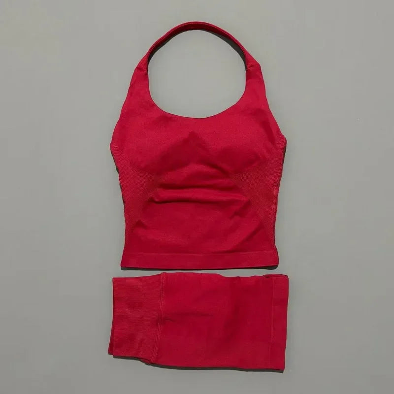 Conjunto Deportivo de 2 Piezas Top Halter y Short Modelador para Mujer