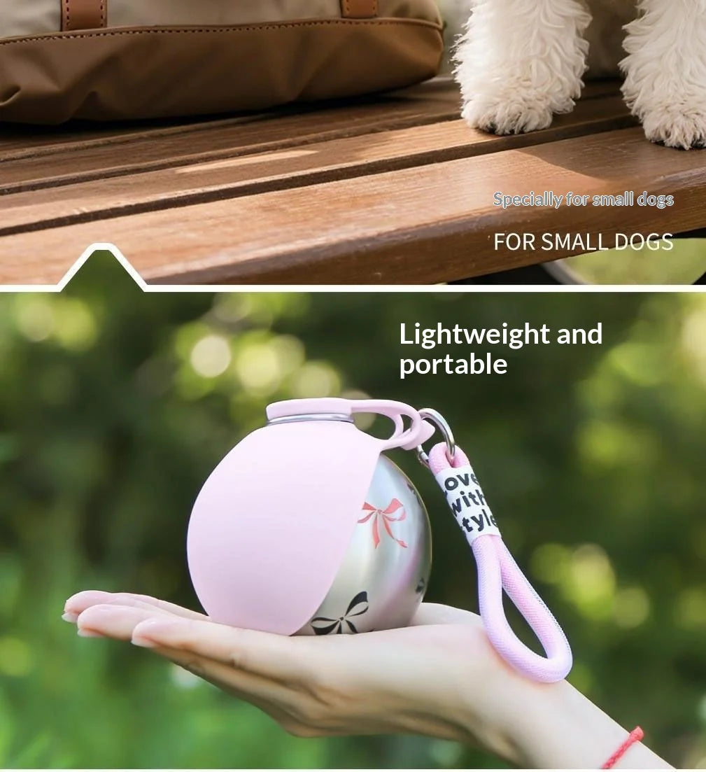 Bebedero Portátil de Acero Inoxidable con Bowl Plegable de Silicona para Perros y Gatos