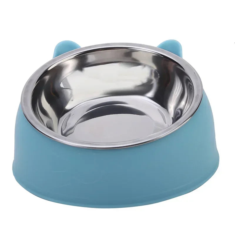 Comedero Doble Inclinado de Acero Inoxidable para Gatos y Perros Pequeños