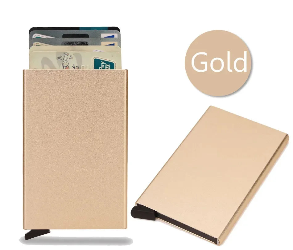 Tarjetero RFID de Metal Ultra Fino con Apertura Pop Up