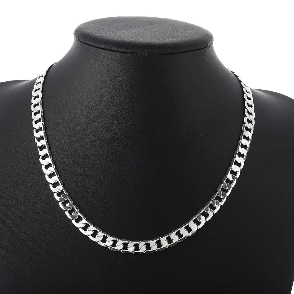 Collar de Cadena Plana 6mm en Plata de Ley 925, Unisex