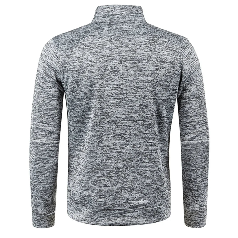 Buzo de Hombre con Media Cremallera y Cuello Alto, Tejido Grueso Liso