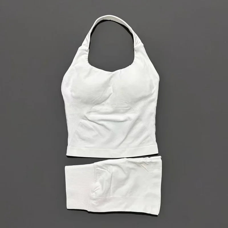 Conjunto Deportivo de 2 Piezas Top Halter y Short Modelador para Mujer