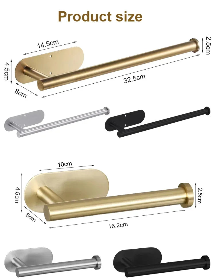 Portarrollos de Pared Autoadhesivo de Acero Inoxidable para Cocina y Baño