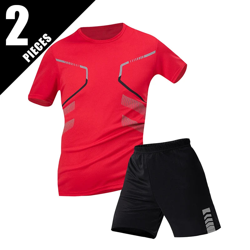 Conjunto deportivo de remera y short para hombre, secado rápido - talles grandes