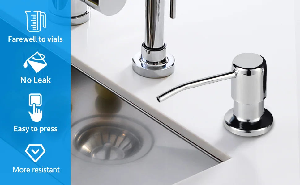 Dispenser de Jabón Líquido para Pileta de Cocina con Kit de Extensión