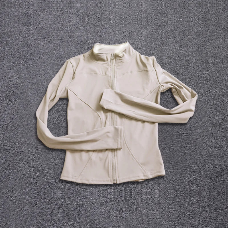 Campera deportiva de mujer para entrenamiento, manga larga con cierre