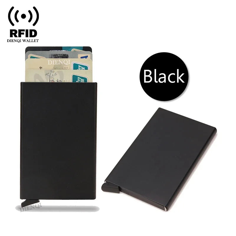 Tarjetero RFID de Metal Ultra Fino con Apertura Pop Up