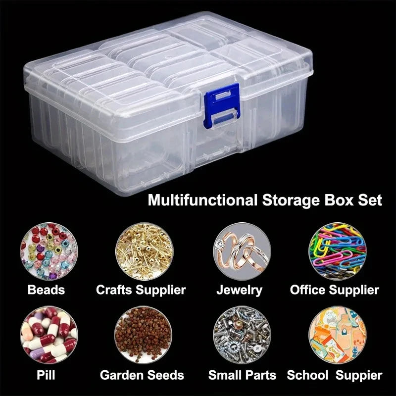 Caja Organizadora Transparente con Compartimentos para Bijouterie y Objetos Pequeños