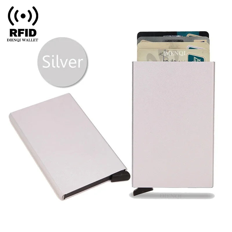 Tarjetero RFID de Metal Ultra Fino con Apertura Pop Up