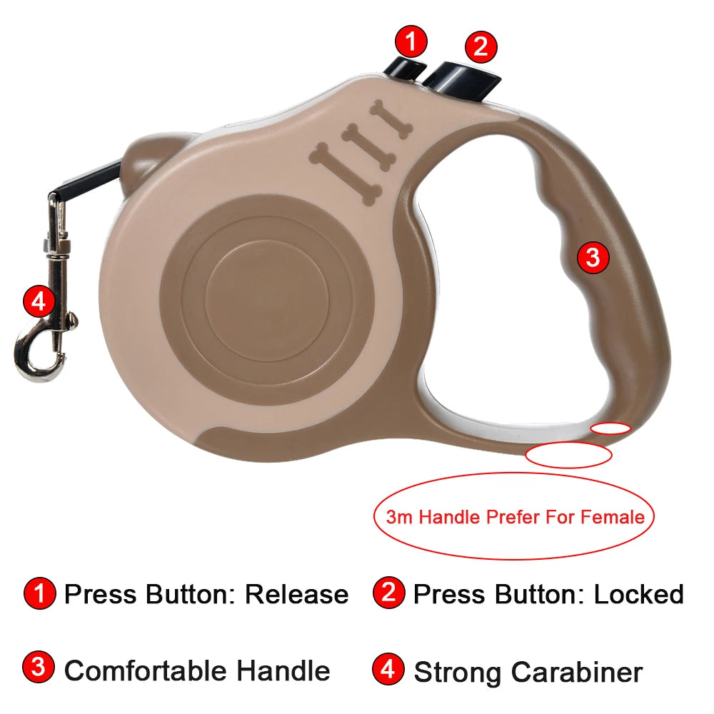 Correa Retráctil para Perros de Nylon Resistente 3 m / 5 m