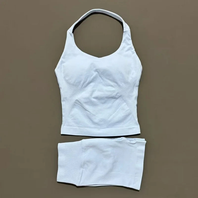 Conjunto Deportivo de 2 Piezas Top Halter y Short Modelador para Mujer