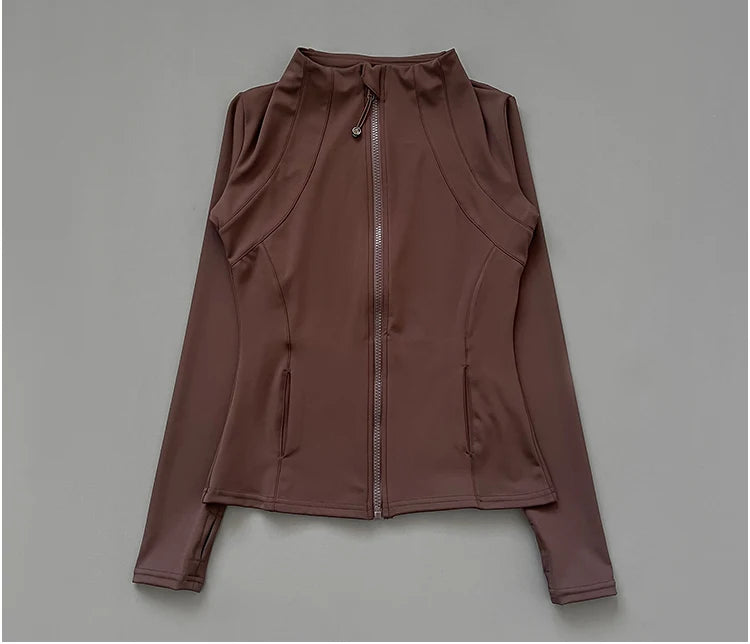 Campera Deportiva Mujer Cuello Alto Slim Fit Secado Rápido Manga Larga