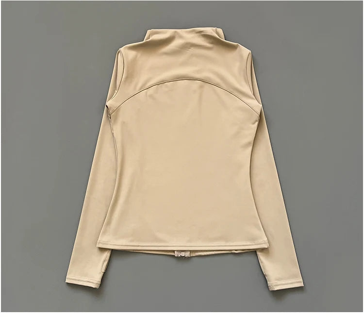 Campera Deportiva Mujer Cuello Alto Slim Fit Secado Rápido Manga Larga