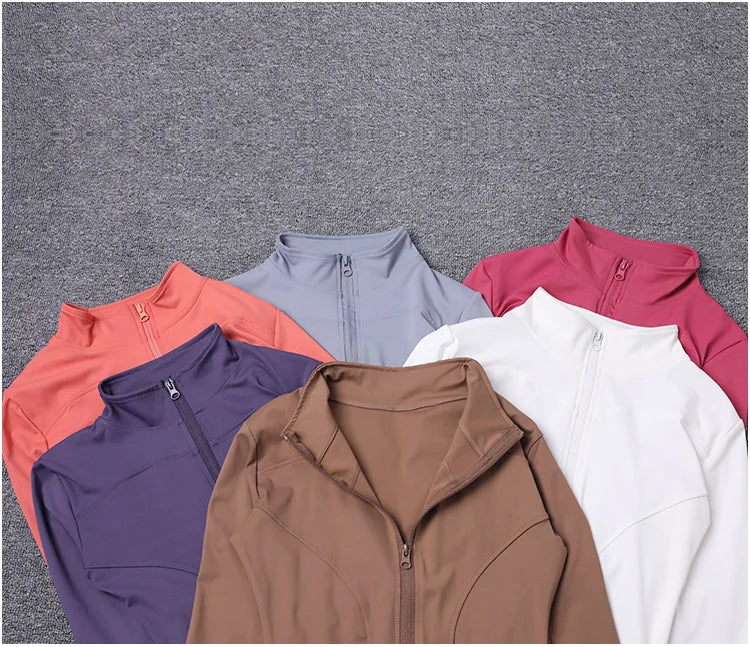 Campera deportiva de mujer para entrenamiento, manga larga con cierre