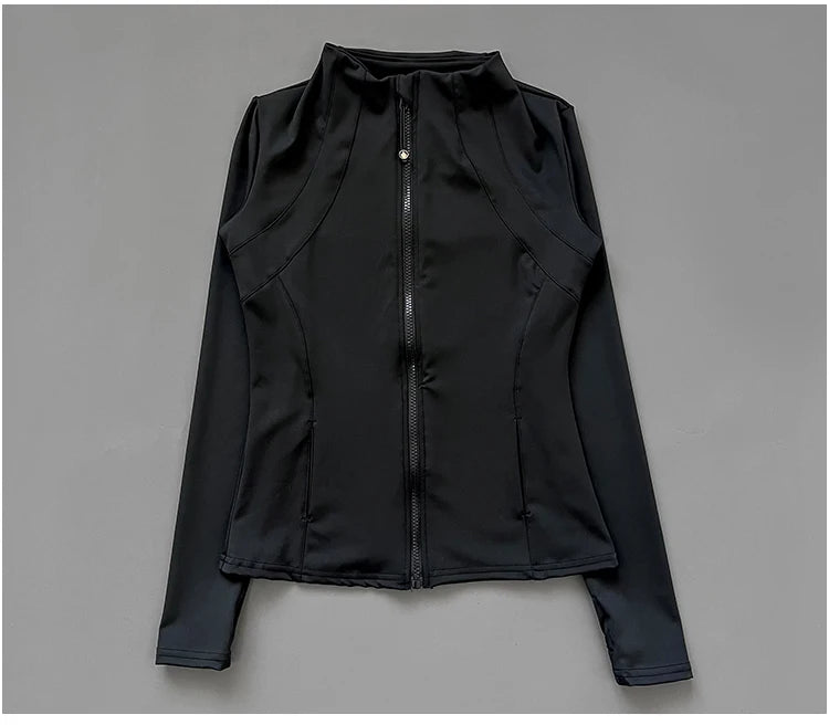 Campera Deportiva Mujer Cuello Alto Slim Fit Secado Rápido Manga Larga