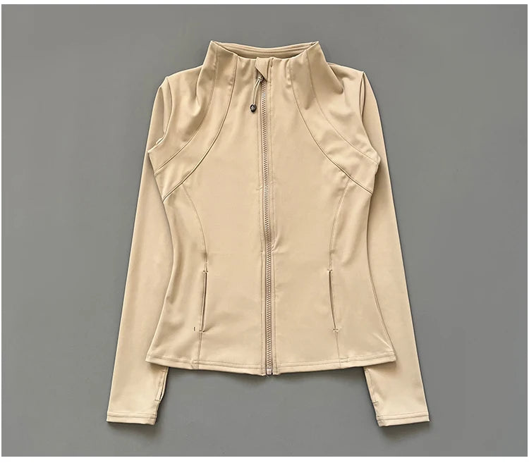 Campera Deportiva Mujer Cuello Alto Slim Fit Secado Rápido Manga Larga