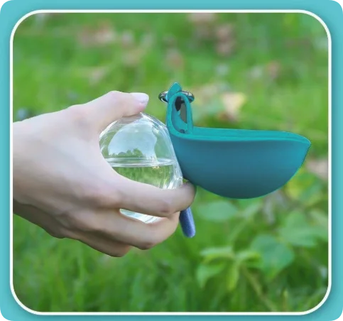 Bebedero Portátil de Acero Inoxidable con Bowl Plegable de Silicona para Perros y Gatos