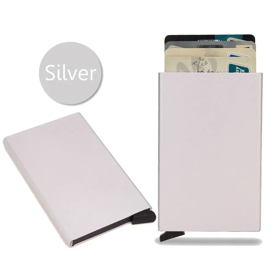 Tarjetero RFID de Metal Ultra Fino con Apertura Pop Up
