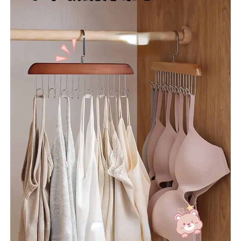 Percha múltiple de madera para lencería y prendas livianas